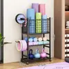 Estante de Almacenamiento para Esterilla de Yoga en Casa Cesta de Almacenamiento para Rodillo de Espuma Estante para Mancuernas Pesa Rusa Baloncesto Estante de Almacenamiento para Equipos Deportivos de Fitness
