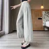Pantalones tipo linterna de encaje de seda helada para mujer, verano fino, estilo nuevo, holgados y adelgazantes, bombachos casuales de pierna ancha, pantalones cortos de cintura alta