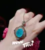 Alta Joalheria para Banquetes Lótus Favo de Mel Azul Palla Ovo de Pombo Colar com Incrustação de Diamante Brincos da Bela Adormecida Água-marinha