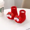 Sapatos para Bebês e Crianças Pequenas Sola Macia Grande Vermelho Chinês Cabeça de Tigre Vermelha Sapatos e Meias Antiderrapantes Anti-Queda para Bebês Ano Novo Recém-Nascido