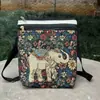 Bolso Bandolera Nuevo Bolso de Viaje Yunnan Bolso de Tela Bolso Bordado Conejo Blanco Animal Vintage Billetera para Monedas de Teléfono Móvil Doble Capa Correa Negra