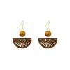 Aguja de Plata Estilo Chino Retro Hueco Marrón Pendientes de Abanico Femeninos Estilo Étnico Sentido de Diseño de Nicho Gancho de Madera para Oreja