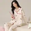 Algodón Lycra2026 Nuevos Pijamas de Otoño para Mujer Manga Larga Pantalón Largo Dulce Ropa para el Hogar Se Puede Usar Afuera Conjunto de Dos Piezas