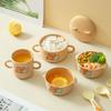 Set de vajilla de tazón y taza de dibujos animados para niños Capibala Bebé Guardería Set de 5 piezas de tazón con tenedor y cuchara Vajilla