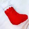 Decoración Navideña Calcetín Navideño Tela No Tejida Borde Blanco Dorado Calcetín Navideño Liso Bolsa para Colgar Calcetín con Hilo Dorado Verde Decoración Navideña