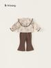 Envío Gratis Ropa Infantil Conjunto para Niñas 2026 Atuendo de Otoño Niña Pequeña Retro Botones Camisa Floral y Pantalones Acampanados Conjunto de Dos Piezas