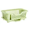 Estante de Almacenamiento para Tazones y Platos Bainabang, Cesta con Filtro de Agua, Estante de Plástico para Fregadero para Lavar y Escurrir Platos, Escurridor de Platos para Cocina, Estilo Japonés
