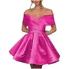 2026 Nuevo Estilo Vestido de Fiesta Hombros Descubiertos Ropa para Mujer de Comercio Exterior Europeo y Americano Marca Independiente Color Sólido Exquisito Vestido Mini