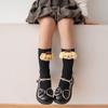 Calcetines para niños Primavera y Otoño Media caña Calcetines de media caña para niños y niñas Muñeca tridimensional Linda Muñeca Kulomi Calcetines apilados para bebé