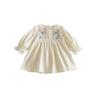 Vestido de Niña Retro Bordado de Flores Otoño 2025 Nuevo Encaje Manga Larga Dulce Vestido de Princesa Infantil