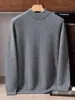Suéter de malha masculino*Consinee 100% caxemira pura, espessado, gola alta plana, estilo versátil em fio AB