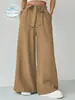 Pantalones de pierna ancha para mujer de comercio exterior transfronterizo en stock, pantalones largos holgados de moda, pantalones drapeados versátiles casuales de color brillante para mujer de primavera y verano