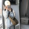 2022 Nuevo Caqui Estilo Coreano Bolso de Lona Estudiante Femenina Letra Retro Bolso Cruzado Versátil Gran Capacidad Bolso de Hombro
