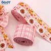 Fita de Ação de Graças 63mm xadrez rosa com estampas de peru e abóbora colheita de outono para decoração de caixa de presente floral e artesanato
