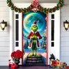 2026 Nueva Cortina de Puerta Navideña Bandera Decoración de Fondo del Monstruo Verde Grinch Navideño para Exteriores Tela Colgante Cubierta de Puerta