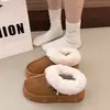 Botas de Nieve de Moda con Suela Gruesa y Cuentas para Mujer, Calzado para Exteriores, Nuevo Estilo 2026, Felpa Plus, Cálido, sin Cordones, Pantuflas de Algodón con Piel