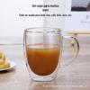 Caneca de Café de Vidro Transparente Estilo Americano Camada Dupla Isolada Termicamente com Alça para Escritório Resistente ao Calor para Chá ou Bebidas Frias