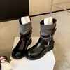 Botas Cortas Retro Melard con Parches y Hebilla hasta Media Pantorrilla para Mujer 2026 Nueva Moda Tacón Grueso Botas de Montar