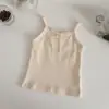 Estilo Ins Verano Bebé Flor de Ciruelo Calado Sin Mangas de Tirantes Top para Niñas con Adorno Sencillo de Encaje de Lazo