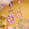 Llavero Colgante de Coche con Lazo de Perlas Electrochapado Color Caramelo Pintura para Hornear Hebilla Pequeña para Puerta Accesorios de Perla Bolsa