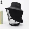 Sombrero de Sol de Verano para Hombre con Ala Ancha, Sombrero con Máscara de Chal para Protección Solar Anti-UV para Mujer, Sombrero Transpirable para Exteriores para Montañismo y Pesca