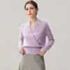 Suéter Base Feminino Gola V Cruzada Cashmere Outono Inverno Novo Estilo Design de Furos Bainha Emagrecedor Pulôver Tendência