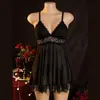 Lingerie Sexy de Renda com Tiras Transparentes para Mulheres, Camisola Sedutora, Roupa de Dormir Feminina, Comércio Exterior