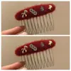 Grampo de Cabelo Vermelho Pônei de Ano Novo para Mulheres, Grampo Doce para Franja, Presilha BB, Grampo Lateral para Franja, Penteadeira Lateral