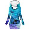 Amazon popular suéter de moda para mujer, falda suéter de otoño, estampado de mariposa digital 3D, suéter con capucha para mujer