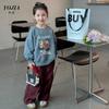 Ropa de Otoño para Niñas Yojia 2024 Nuevo Suéter Holgado y Elegante de Cuello Redondo para Niños Medianos y Grandes Tops Finos de Primavera y Otoño para Niños