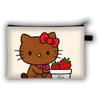 Bolso de Cosméticos Serie Hello Kitty de Cuero Negro para Niñas Bolsa de Almacenamiento de Gran Capacidad Bolsa Portátil para Artículos de Tocador de Estudiante Venta al por Mayor
