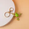 Chaveiro de Sapo de Metal com Gotejamento de Óleo e Design de Strass Brilhante, Corrente de Chaveiro Criativa Mais Vendida no Exterior, Pequeno Pingente