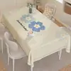 Nova toalha de mesa estilo creme, à prova d'água e de óleo, toalha de mesa lavável em pele de cordeiro, tapete de mesa de jantar com ambiente de alta qualidade