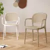 Silla de Ratán de Plástico, Estilo Nórdico, Silla de Comedor Apilable para Uso en Casa, Ocio al Aire Libre, Silla Trendy con Respaldo, Mesa y Silla con Reposabrazos, Silla Hueca