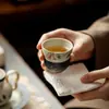 Taza de Té Cerámica Pintada a Mano Camelia Azul Glaseado de Caramelo Dinastías Tang y Song Taza de Té Kung Fu Taza Individual Taza