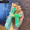 Chaveiro Criativo de Letra com Óleo e Bolinhas Coloridas Flutuantes Delicadas, Adequado para Meninas, Argola de Chaveiro de Bolsa de Casal