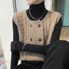 Chaleco de cachemira retorcido de cuello redondo de doble botonadura para mujer otoño e invierno estilo coreano casual para llevar por dentro y por fuera chaleco de punto de lana productos europeos
