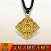 Nueva Tienda de Oro Mismo Estilo Método Antiguo Oro Arena Incrustado con Diamantes Patrón de Tallo de Caqui Heredado Colgante Man Ting Fang Joyería Resistente al Fuego y de Color Duradero