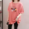 Camiseta de Manga Corta de Comercio Exterior para Mujer, Ropa de Verano, Estilo Coreano Moderno, Ropa para Mujer Tallas Grandes, Corte Holgado, Adelgazante, Rejuvenecedor, Top de Longitud Media