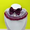 Collar de Babero de Encaje con Lazo de Perlas para Mascotas Pajarita Babero para Perros y Gatos Perros Pequeños