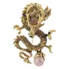 Broche con Forma de Dragón del Zodiaco Chino Estilo Chino Sentido del Diseño Nicho Corsage para Traje de Hombre Accesorios de Pin para Abrigo de Mujer