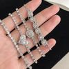 Pulsera de Plata Amor Cristal Zircón para Mujer de Alta Gama Lujo Ligero Más Fácil de Combinar Temperamento Nicho Exquisito Diamante Completo Joyería para Novia