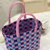 Cesta de Presente para Celebridade da Internet Presente de Acompanhamento Cesta de Presente para Lua Cheia Bolsa de Praia Cor Tecido Multicolorido Fita de Embalagem Bolsa Cesta Tecida