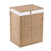 Nova Cesta Dobrável para Roupas Sujas de Plástico com Rattan Sintético Tecido à Mão Cesta de Armazenamento para Quarto Banheiro com Tampa Roupas Sujas com Forro