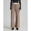 Calça Wide Leg de Lã 100% Macia com Caimento Anti-rugas Calça Reta com Cadarço Afinando o Corpo Calça Casual de Cintura Alta para Mulheres