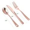 En stock comercio exterior plato de cena plástico Tenedor Dorado cuchillo desechable, tenedor y cuchara juego vajilla oro rosa al por mayor transfronterizo