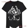 Camiseta de Hip-Hop Tupac Nueva Talla Europea Transfronteriza 2Pac Dedo Medio Oración Contra el Mundo Tallas S-4XL Lujo