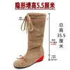Botas de Tacón Grueso Arrugadas con Aspecto Vintage Estilo Coreano para Mujer 2026 Nuevo Estilo Aumento Oculto de Altura No por Encima de la Rodilla Botas de Moda Botas Largas Botas de Montar