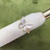 Anillo de configuración de perlas DIY de moda para mujer, anillo abierto con diseño de mariposa pintada, accesorios de joyería, suministro al por mayor