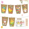 Lb154 Amazon Conejito de Pascua Huevo Flores de Primavera Pegatina DIY Decoración Bolsa de Papel Kraft Forma de Barco